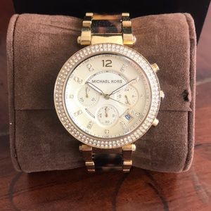 Michael Kors tortoise shell watch with box
